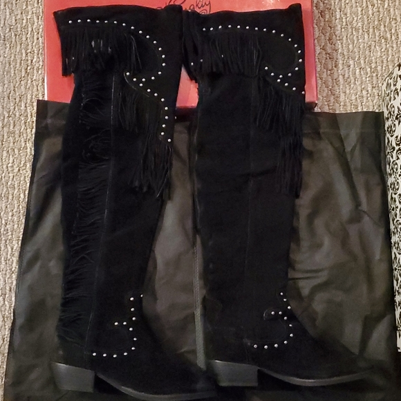 NIB Naughty Monkey Suede 7.5 Over-the-Knee Boots - Picture 2 of 14
